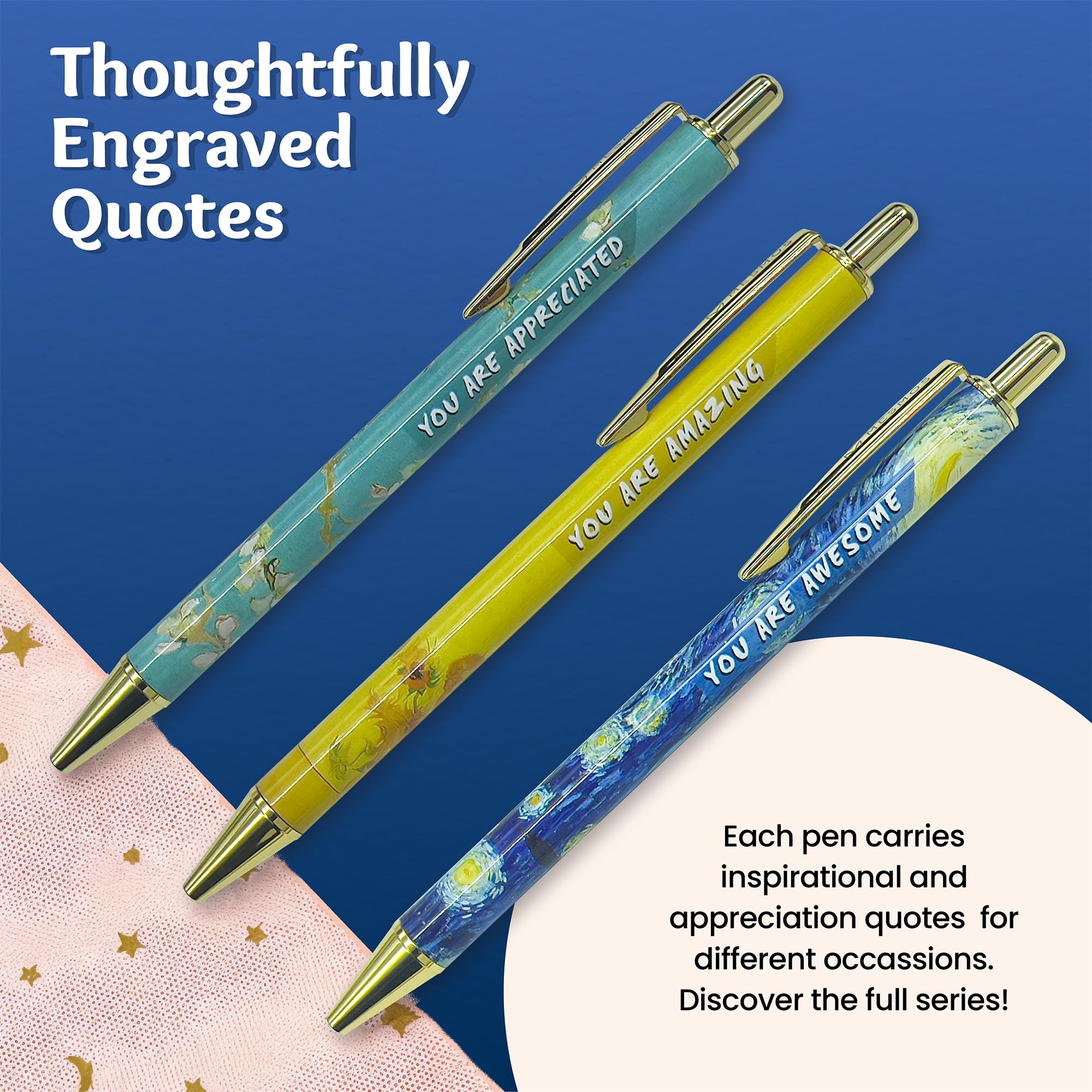 MESMOS Van Gogh Fancy Pen Set for Women, Teacher Appreciation, Thank You Gifts for Women, Nice Cute Boss Lady Gifts for Coworkers, Nice Cute Office Pens for Coworkers