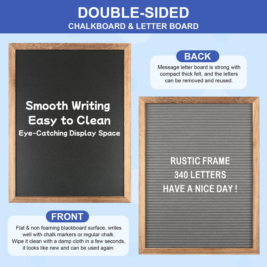12x16 Inch A Frame Chalkboard Sign Double-Sided Rustic Changeable Felt Letter Board Chalkboard Menu for Restaurants, Weddings, Baby Announcement Board (Brown)