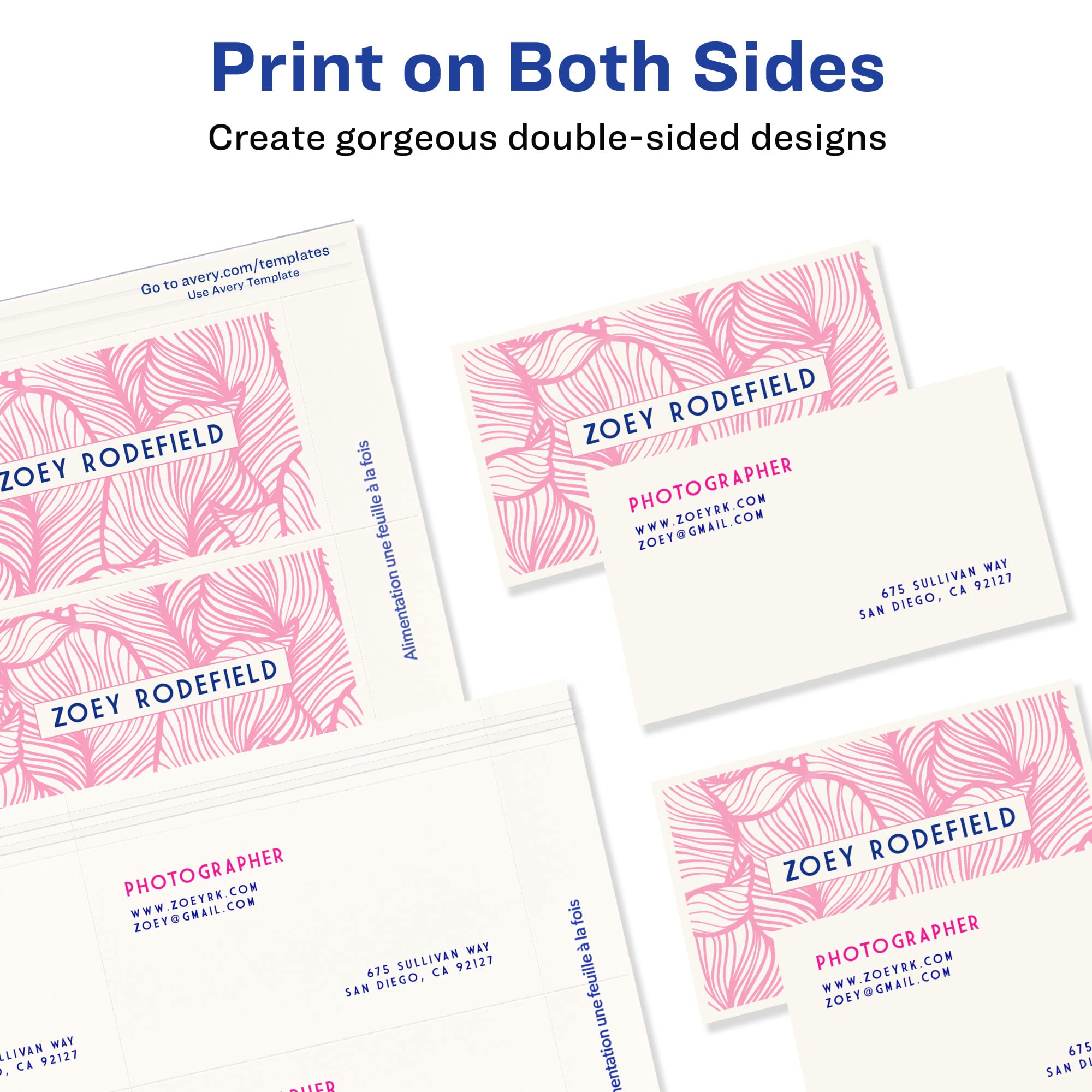 Avery Ink Jet Two-Side Printable Clean Edge Business Cards, White, Glossy, Pack of 200 (8859)