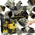 Graduation Surprise Explosion Gift Box, Funny Pop Up Cash from Money Case for Her Him Preschool High School College, DIY Novelty Luxury Folding Bouncing Money Boxes for Class of 2026 (Black)