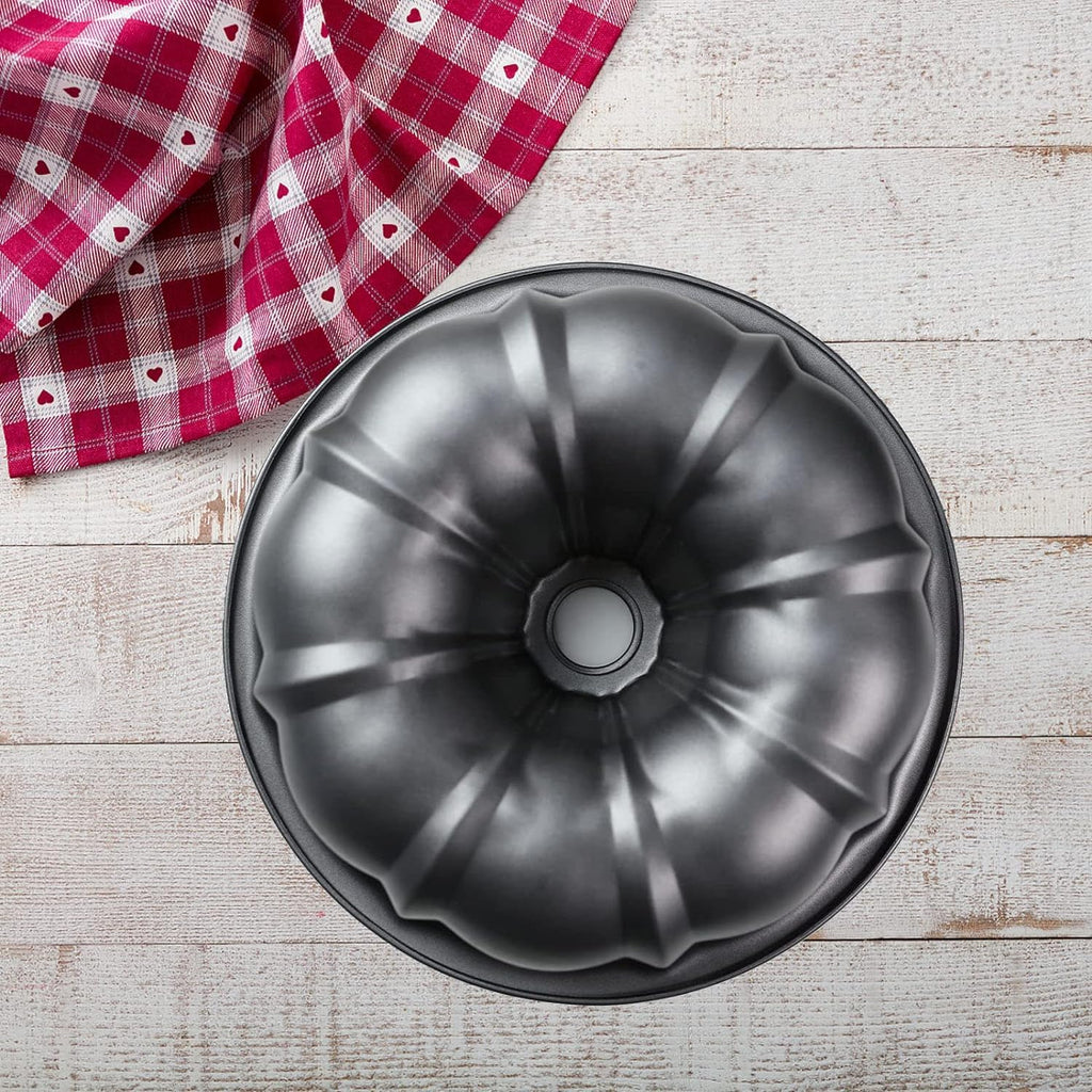 Cake Pans, 26cm/ 10'' Non-Stick Fluted Cake Pan, Heavy Duty Carbon Steel Tube Pan Baking Mold, Perfect Bakeware for Bavarois, Brownie, Jello, Flan, Meatloaf,Pudding (10'')