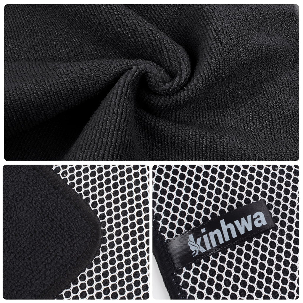 KinHwa Microfiber Dish Cloths Super Absorbent Kitchen Wash Cloth Dish Rags for Washing Dishes Fast Drying Cleaning Cloth with Scrub Side (Black, 7inchx7inch 18pc)