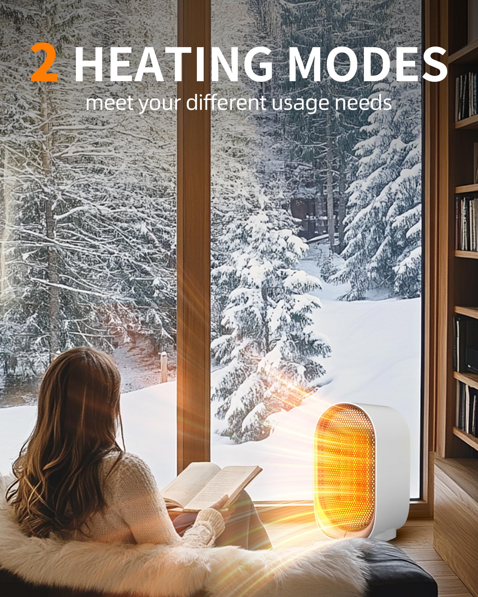 Space Heater, Portable Heater for Indoor Use, Small Electric Heaters with Overheat & Tip-Over Protection, Mini Desk Heaters for Office Bedroom Bathroom, Compact & Efficient Heating, Snow Withe