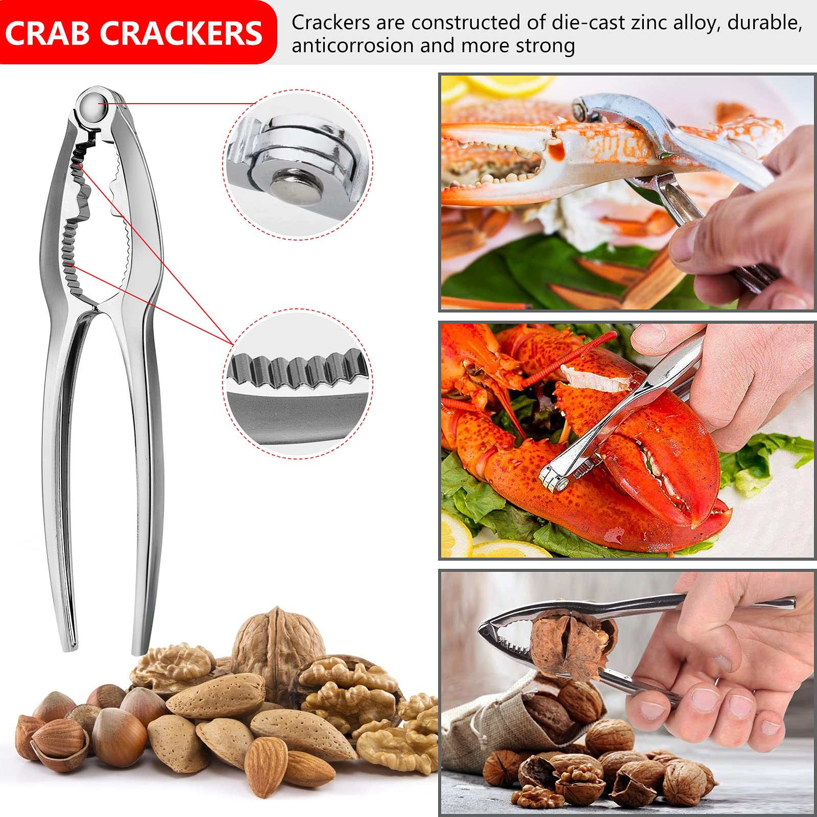 Seafood Tools Lobster Crab Crackers Crab Crackers and Tools Crab Leg Cracker Tool (Seafood Tools-17 Piece)