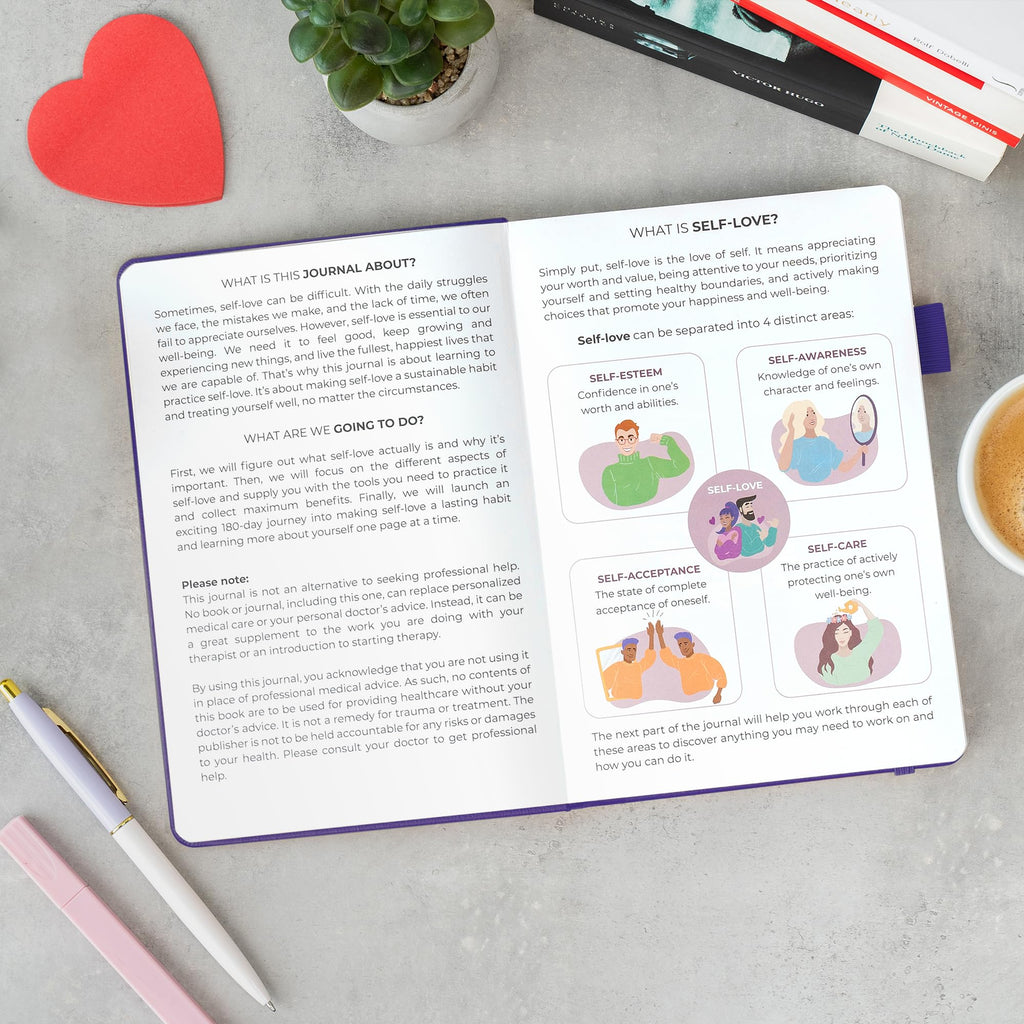 Clever Fox Self-love Journal - Guided Self-Discovery for Care, Reflection & Help - Mental Health Practice Gratitude, Mindfulness & Improvement - A5 Size - Purple