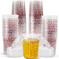 Yesland 30 Pack Paint Mix Cups with Lids, 32 Ounce Plastic Paint and Epoxy Mixing Cups with Calibrated Mixing Ratios on Side of Cup