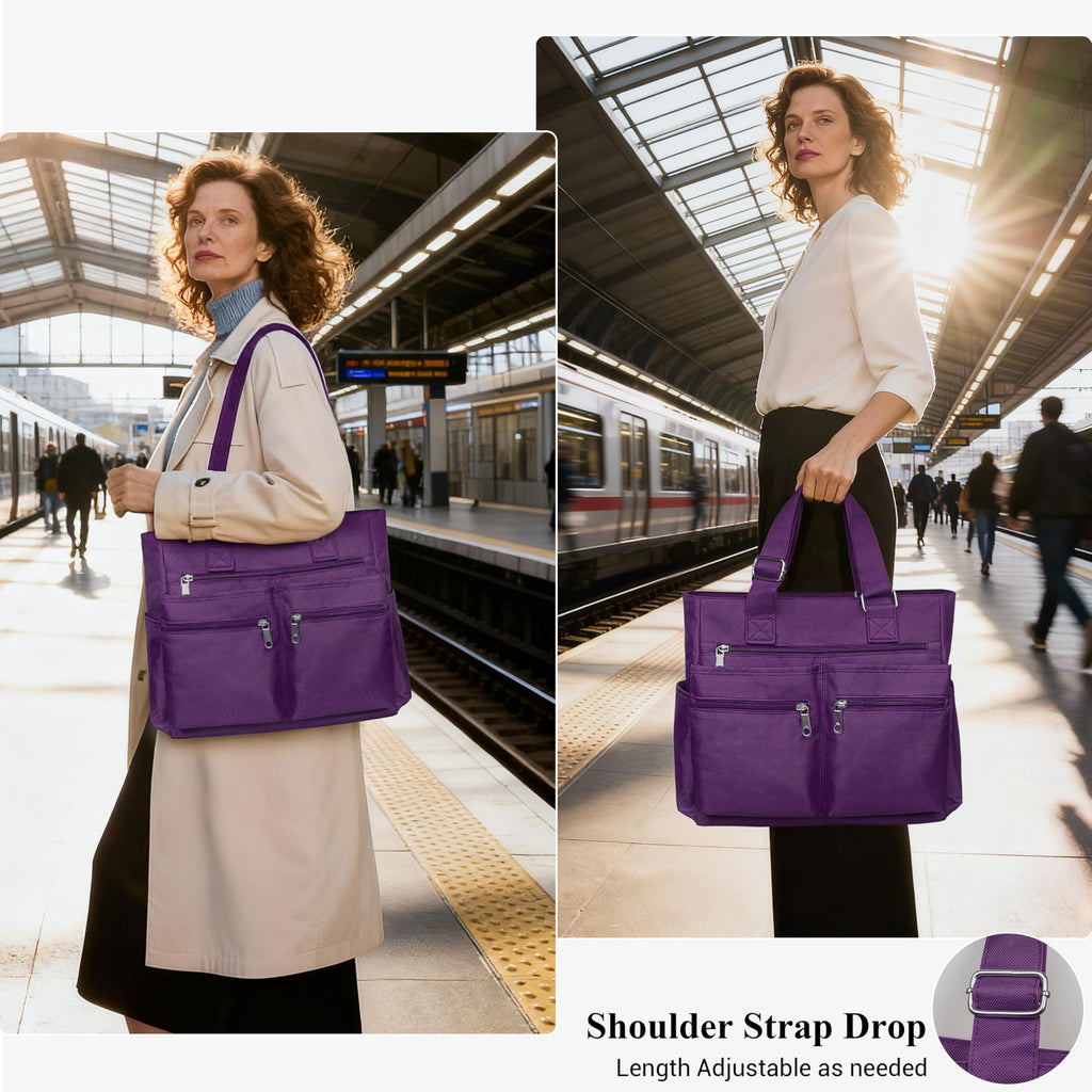 Canvas Tote Bag Waterproof Nylon Multi Pocket Shoulder Bags Laptop Work Bag Teacher Purse and Handbags for Women & Men