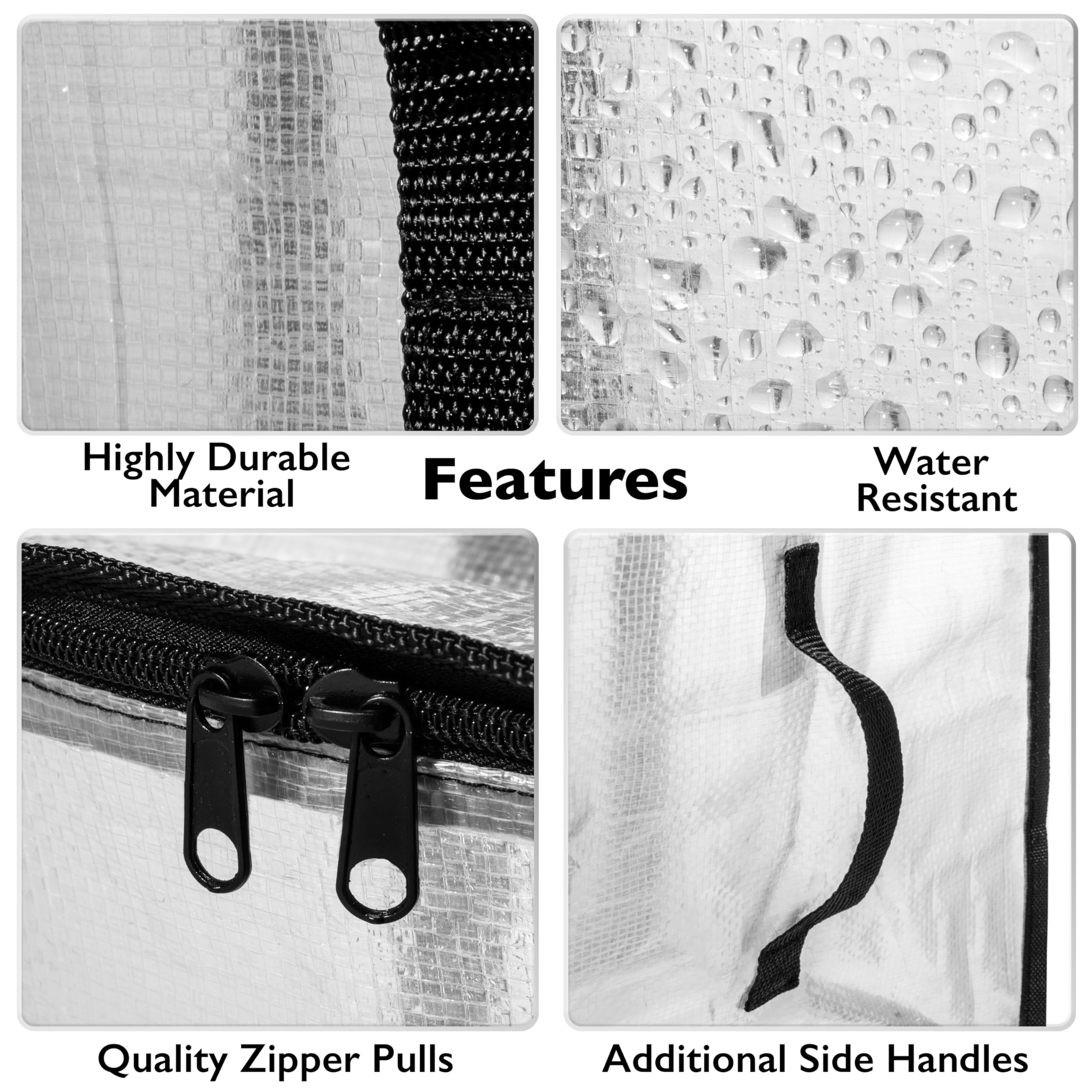 ClearSpace Oversized Moving Bags or Storage Bag – Large Moving Boxes with Backpack Straps, Zippers & Handles – Heavy-Duty Packing Bags for College Dorm, Christmas Decorations, 4 Pack