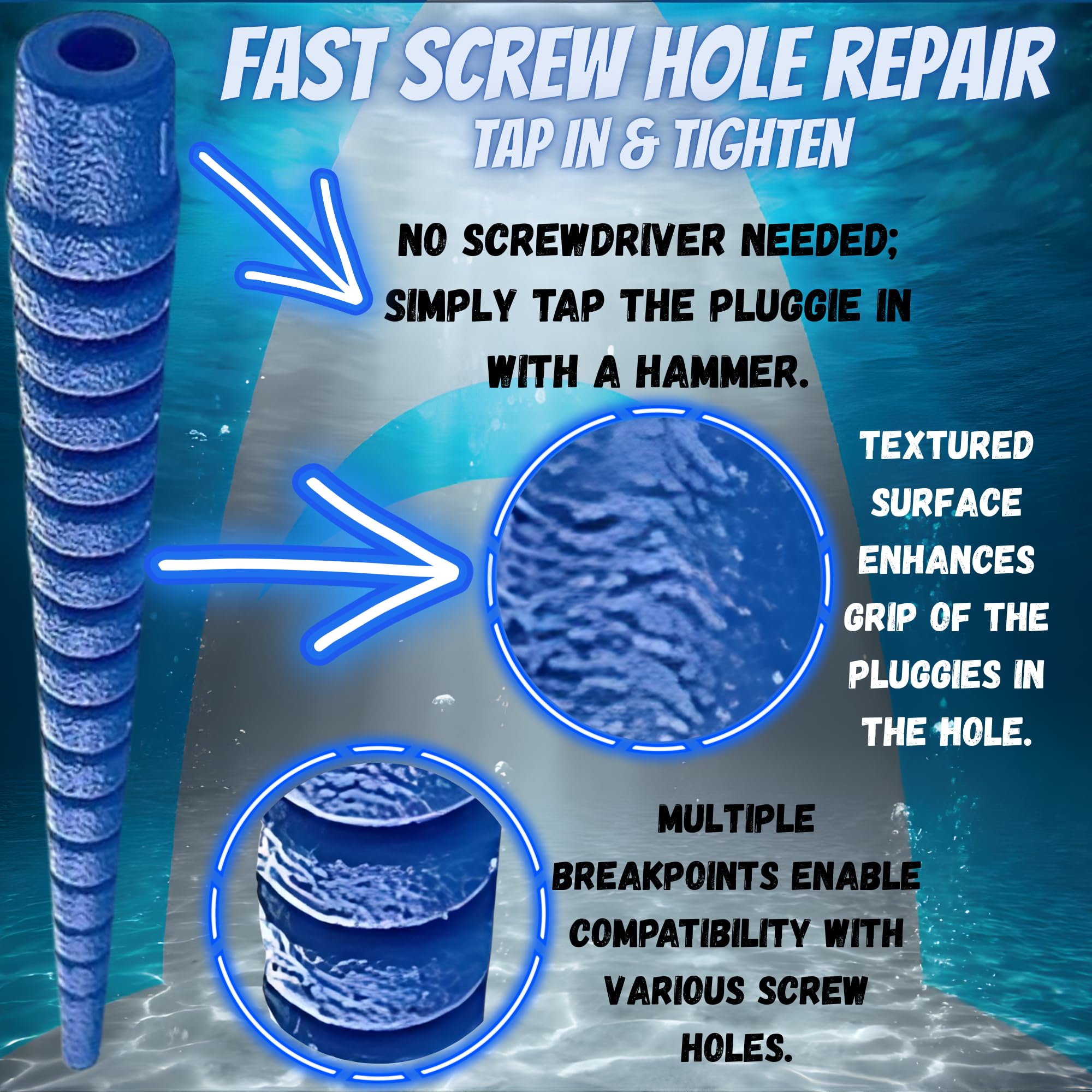 Pluggies Wall Anchors – Fix Stripped Screw Holes Instantly | Screw Hole Repair for Wood, Brick, Concrete & Tile | Heavy-Duty Wood Anchors for Secure Screws | Made in USA