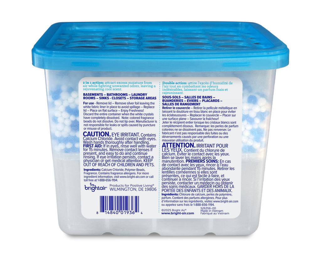 Bright Air, Cool & Clean, 2-in-1 Moisture Absorber & Odor Eliminator, Case of 4, Lasts up to 60 Days Each