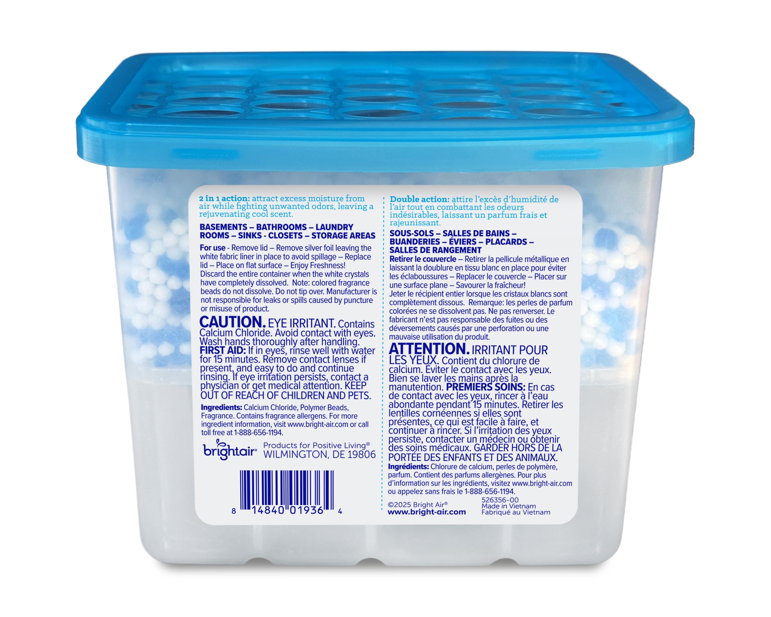 Bright Air, Cool & Clean, 2-in-1 Moisture Absorber & Odor Eliminator, Case of 4, Lasts up to 60 Days Each