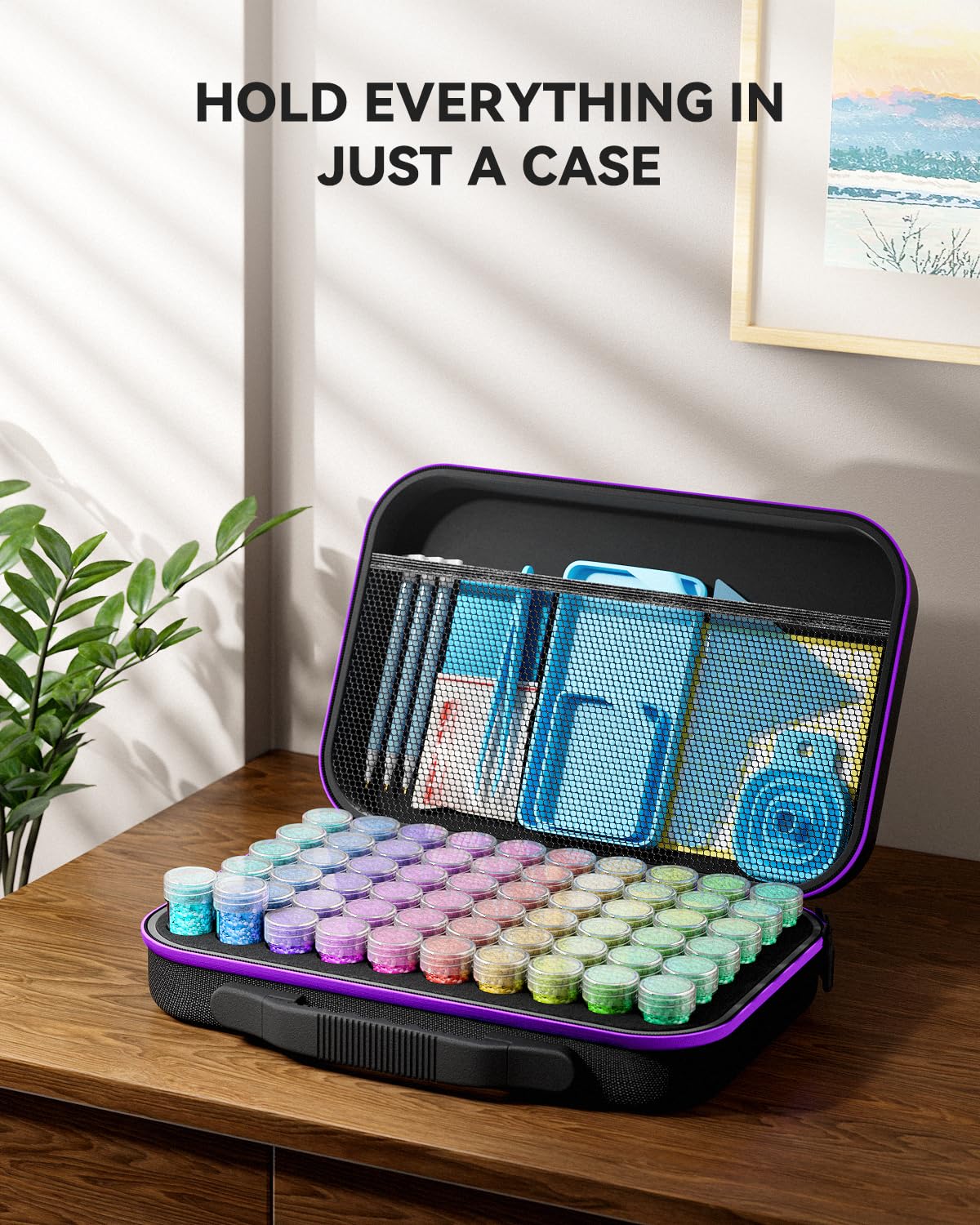 ARTDOT 60 Slots Diamond Painting Storage Containers Kits for Adults, Portable Peinture Diamant Rangement with Diamond Art Accessories and Tools