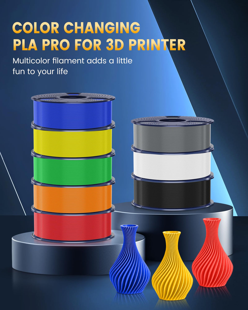 SUNLU PLA+ 2.0 3D Printer Filament, Higher Toughness & Strength, Premium PLA+ Filament 1.75mm (±0.02mm), Faster 3D Printing Fits Most FDM 3D Printers, 1KG Reusable Spool, Vivid Yellow