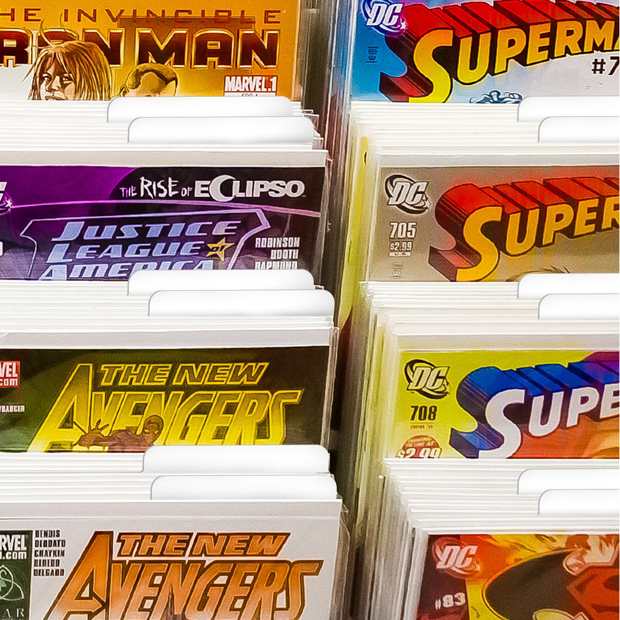 EVORETRO Premium White Comic Book Dividers 25-Pack, Acid-Free Cardstock Organizers for Short and Small Comic Boxes, Durable Shelf and Collection Sorting Tabs
