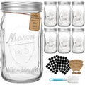 CycleMore 32oz 6 Pack Mason Glass Jars with Black Lids, Clear Regular Mouth Canning Jars for Jelly, Jam, Honey, Wedding Favors, Spices and Herbs