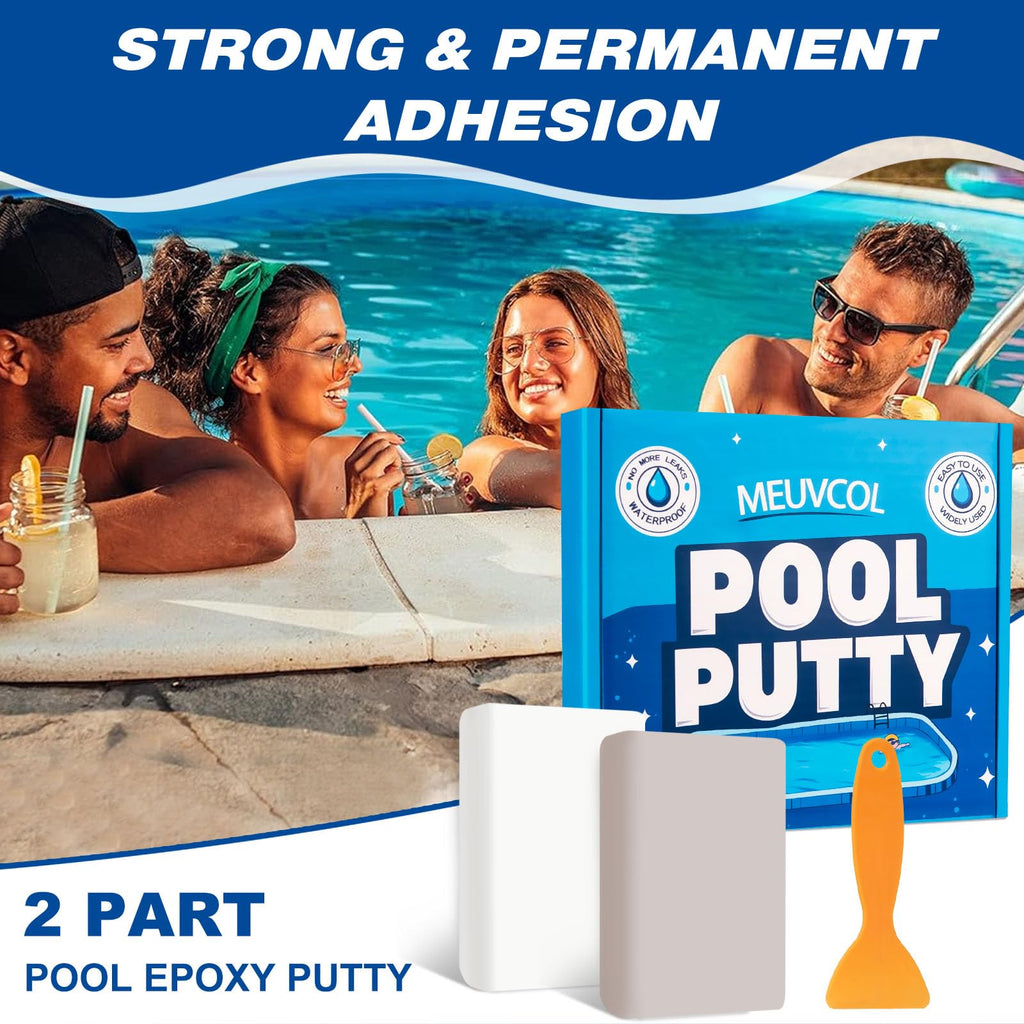 Meuvcol Pool Epoxy Putty, 17.6 Oz Pool Repair Kit for Fixing a Leak Pool Leak, Hot Tub Leaks - Multi-Purpose Pool Leak Sealer for Pools, Concrete, Fiberglass - Underwater and Above Ground Use