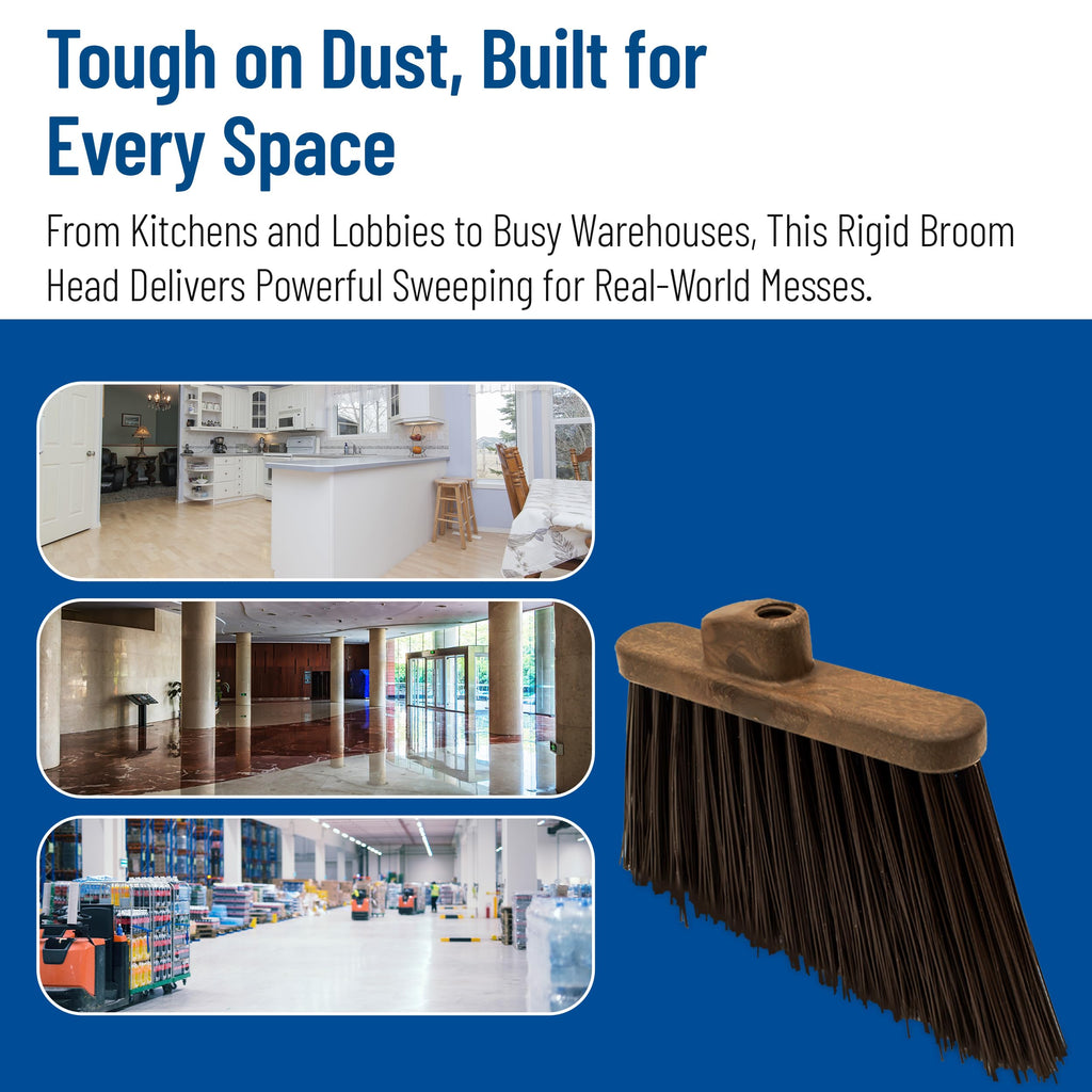 Sparta Sweeper Broom – 12 Inch Angled Outdoor Broom Head with Durable Polypropylene Bristles, Standard Thread Compatible for Home Garage or Kitchen Cleaning, Brown
