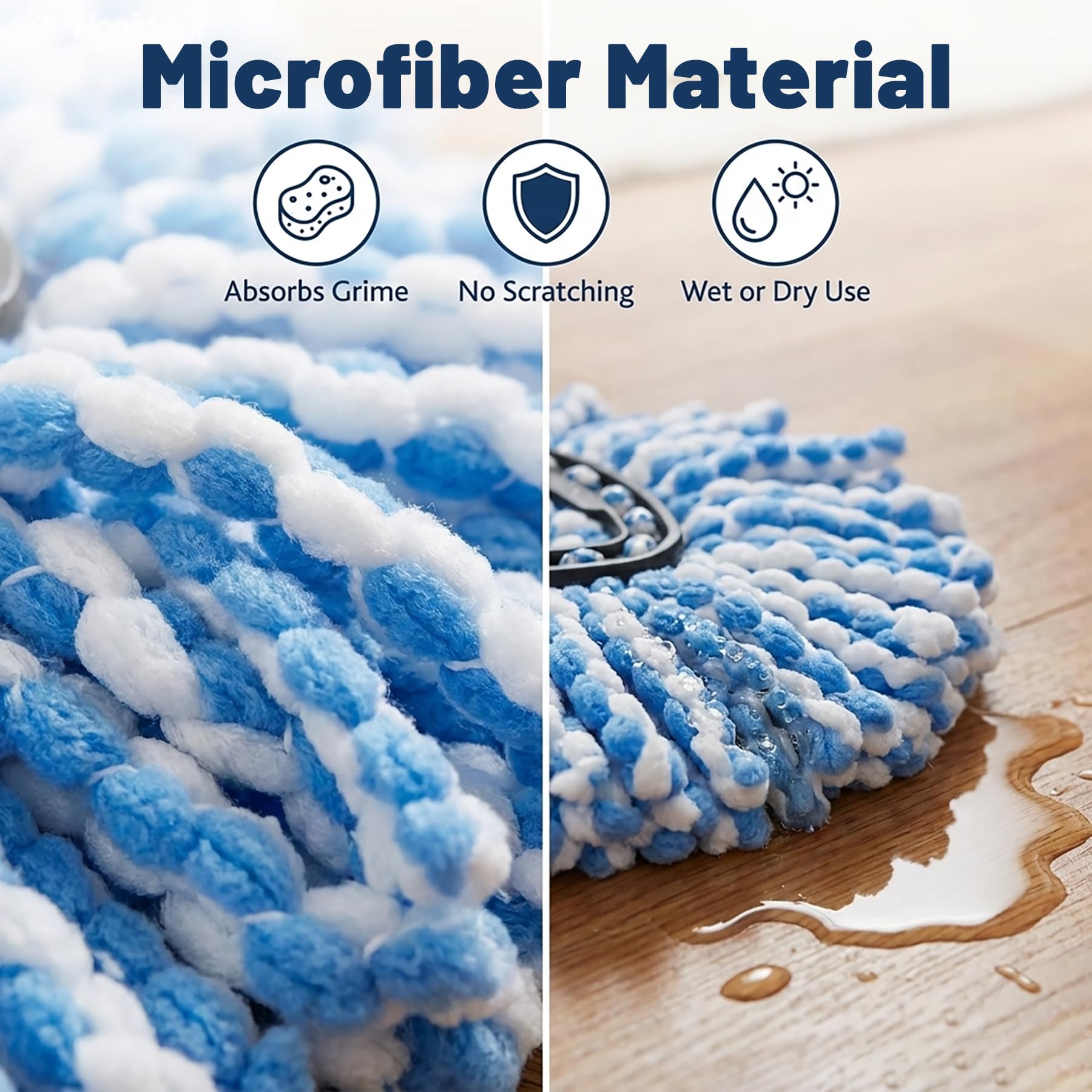Bibikulala 12 Pack Spin Mop Head Refill for Vileda Mop Heads, Mop Head Replacement for 2 Tank System
