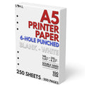 A5 Blank Paper - 250 Sheets (500 Pages) - 6 Hole Punched - 100 GSM (24 lb.) - for FiloFax, A5 Planners, Organizers, and Binders - 148mm x 210mm (5.83 inches x 8.27 inches)