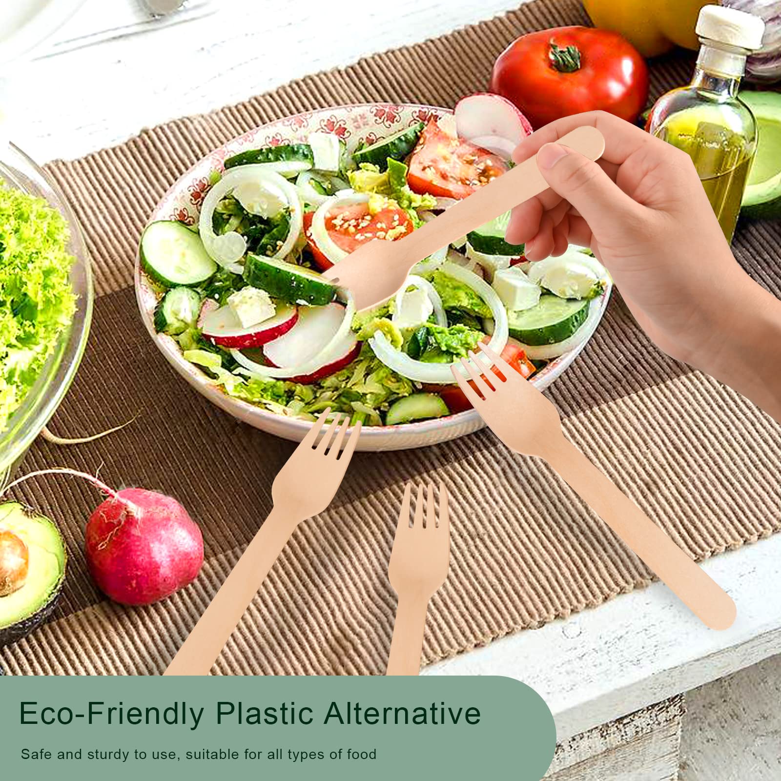 Disposable Wooden Forks for Eating - 300Pcs Natural Wooden Forks Disposable, Biodegradable and Compostable Wooden Cutlery for Dining, Ice Cream Dessert Forks