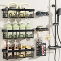 Shower Caddy 6 Pack, Adhesive Bathroom Shower Organizer for Bathroom Storage, No Drilling Large Capacity Rustproof Stainless Steel Bath Shelves Rack for Bath, Black