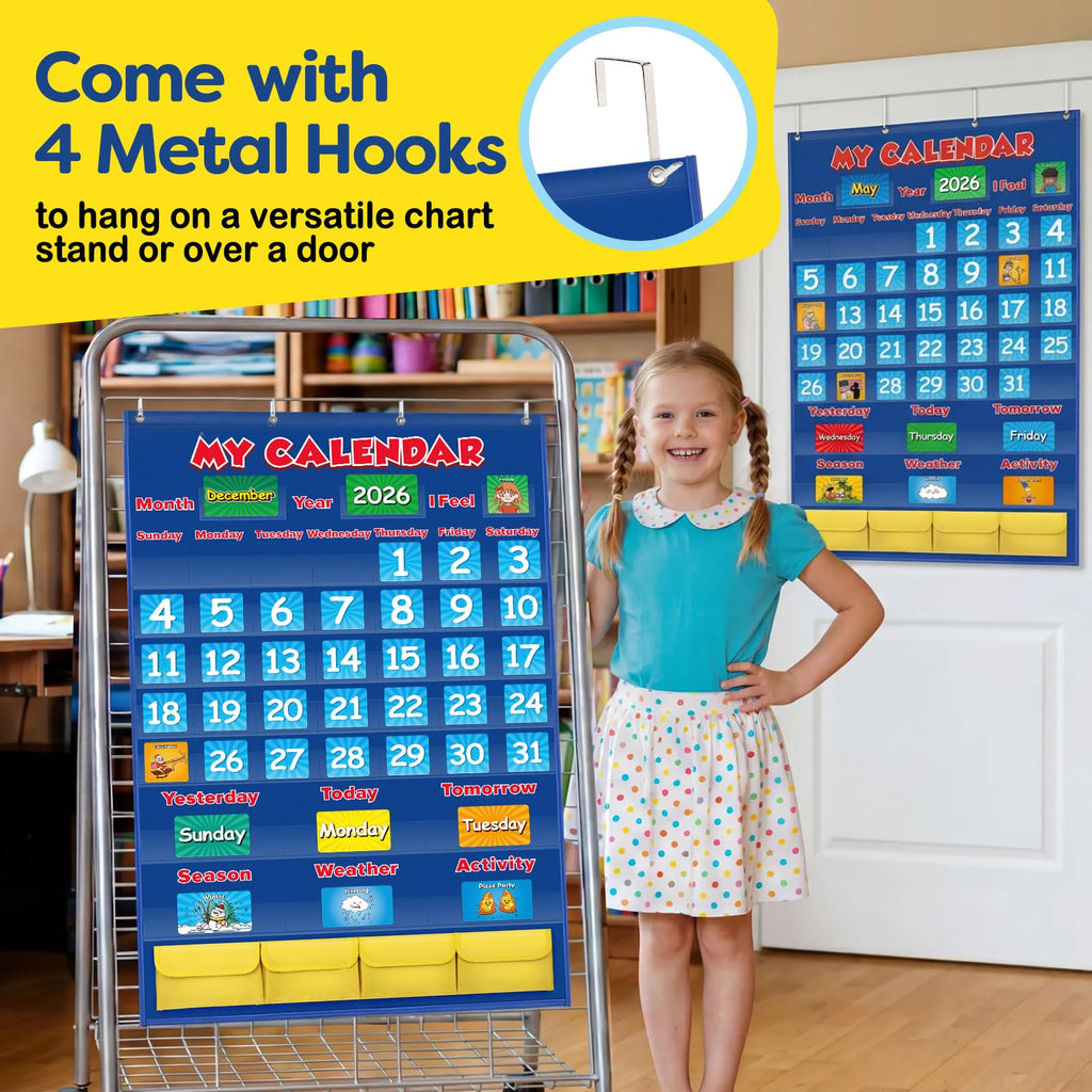 Aizweb Classroom Calendar Pocket Chart,Monthly Calendar for Kid Preschool Kindergarten Classroom Elementary Must Haves,Classroom Decorations Decor,Homeschool Teacher Supplies,Back to School Supplies
