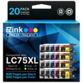 20 Pack E-Z Ink LC75XL Ink Cartridges Compatible for Brother LC75 Ink Cartridge LC 75 LC71 LC79 XL to Use with Brother MFC-J430W MFC-J6510DW MFC-J6710DW (8 Black, 4 Cyan, 4 Magenta, 4 Yellow)