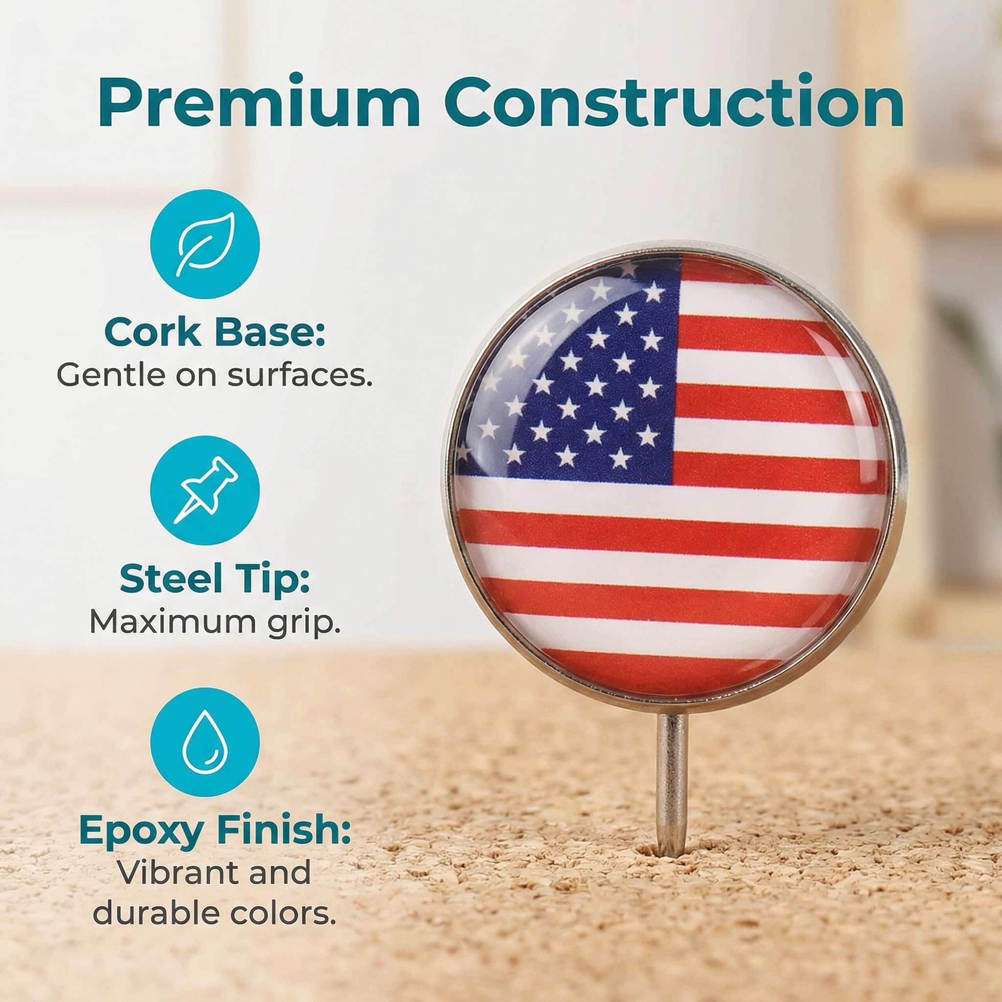 Veemoon 291 Piece Country Flag Pushpins Colorful National Flag Thumbtacks for Maps Bulletin Boards and Calendars Ideal for Home and Office Use