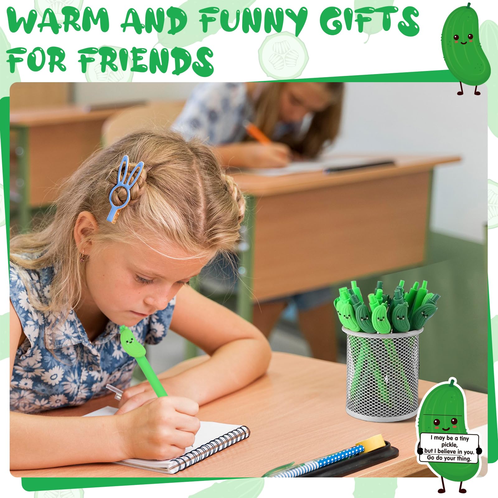 40 pcs Inspirational Pickle Emotional Support Pens Bulk Positive Encouragement Affirmation Gifts with Motivational Tags Gifts for Employees Coworkers learners Nurse Dietitian Graduation
