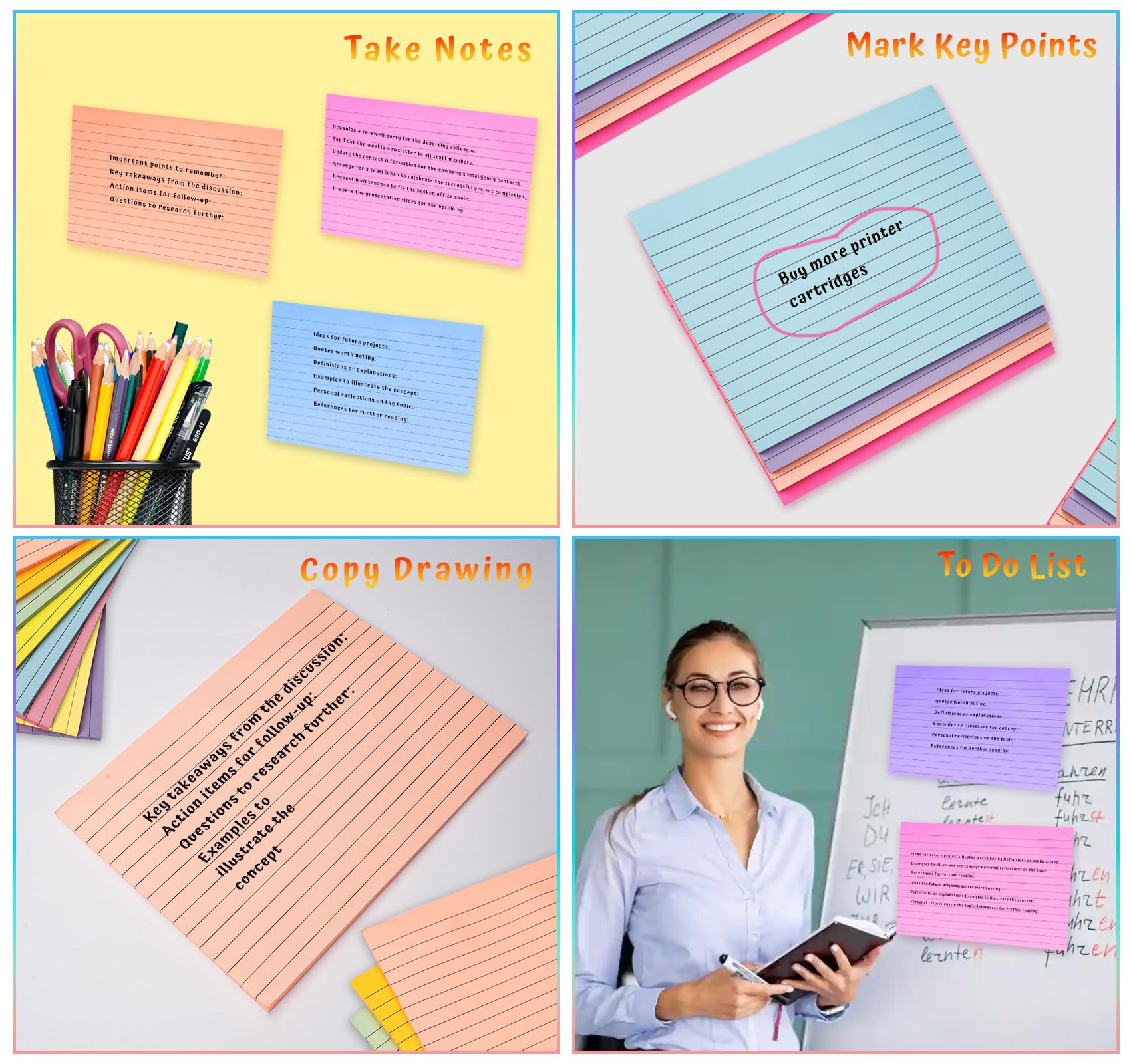 8 Pack Lined Sticky Notes 8x6 in Post,400 Sheets Large Ruled Post Stickies,50 Sheets/pad Bright Self Sticky Super Power Memo Pads Strong Adhesive for Home,Office,School