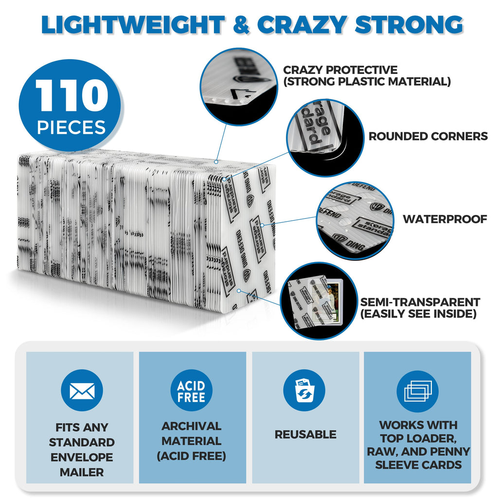 Trading Card Shipping Protectors - Premium Ultra Strong Plastic Inserts - 110 Pack - 3.5'' x 4.5''