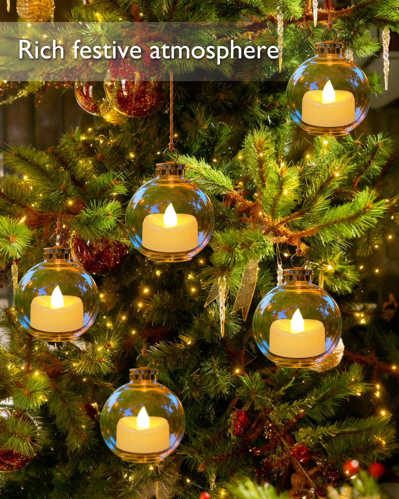 AMAGIC Warm Yellow Tealight 50 Pack Battery Flameless Tea Lights Fake Candle Realistic Bright Last 100+ Hours, for Halloween Birthday Holiday Decoration