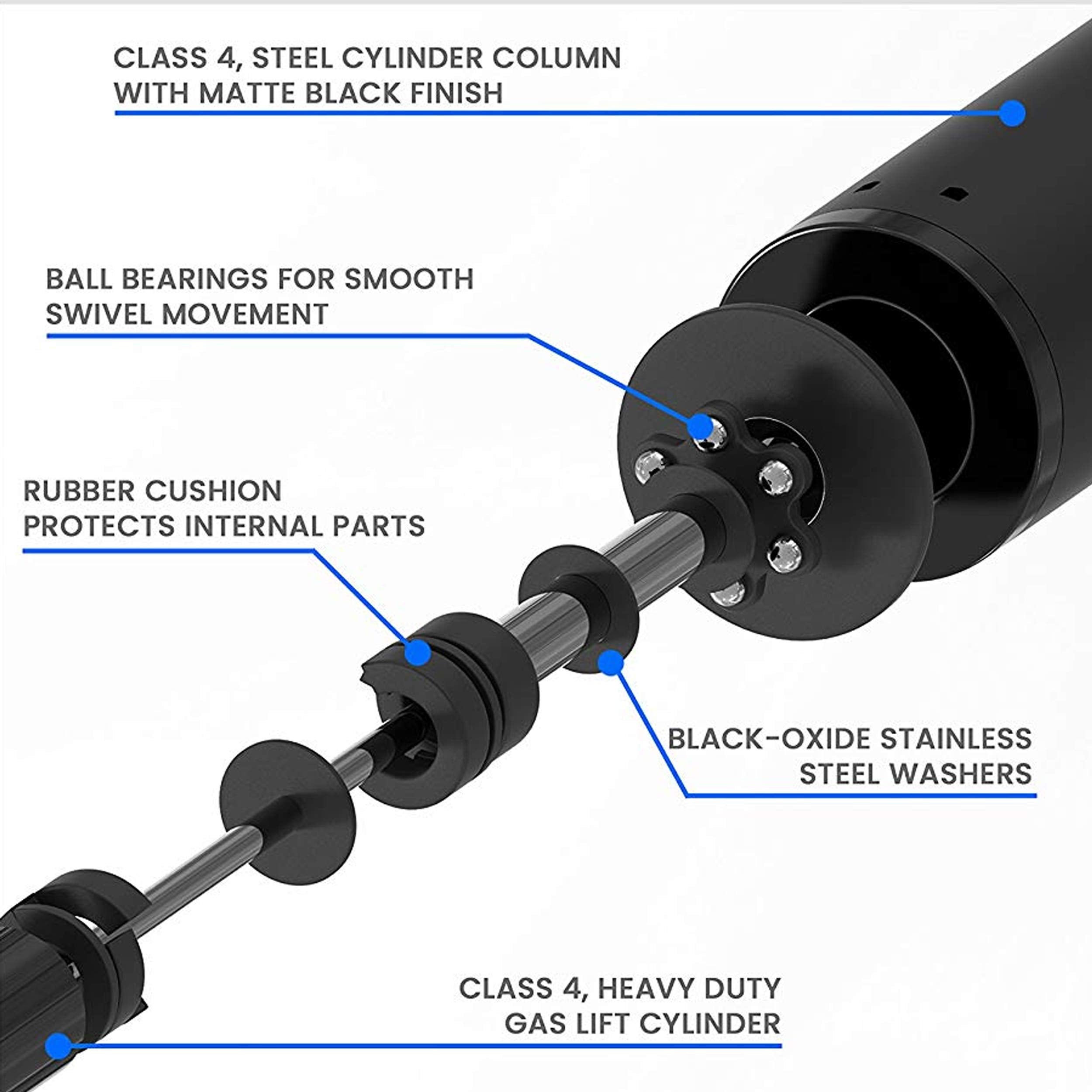 MotionGrey - Easy Office Chair Cylinder Replacement, Heavy Duty Hydraulic Chair Piston, Easy Installation Gas Lift Cylinder- Universal Fit for Executive Chair & Gaming Chair - Safe Stable & Secure