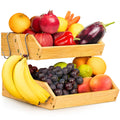 Golden Nature - Fruit Basket w/ Banana Hanger - 2-Tier Bamboo Fruit & Vegetable Storage Organizer for Kitchen Counter - Lightweight & Easy Assembly Countertop Fruit Stand Holder Bowl w/ Screws