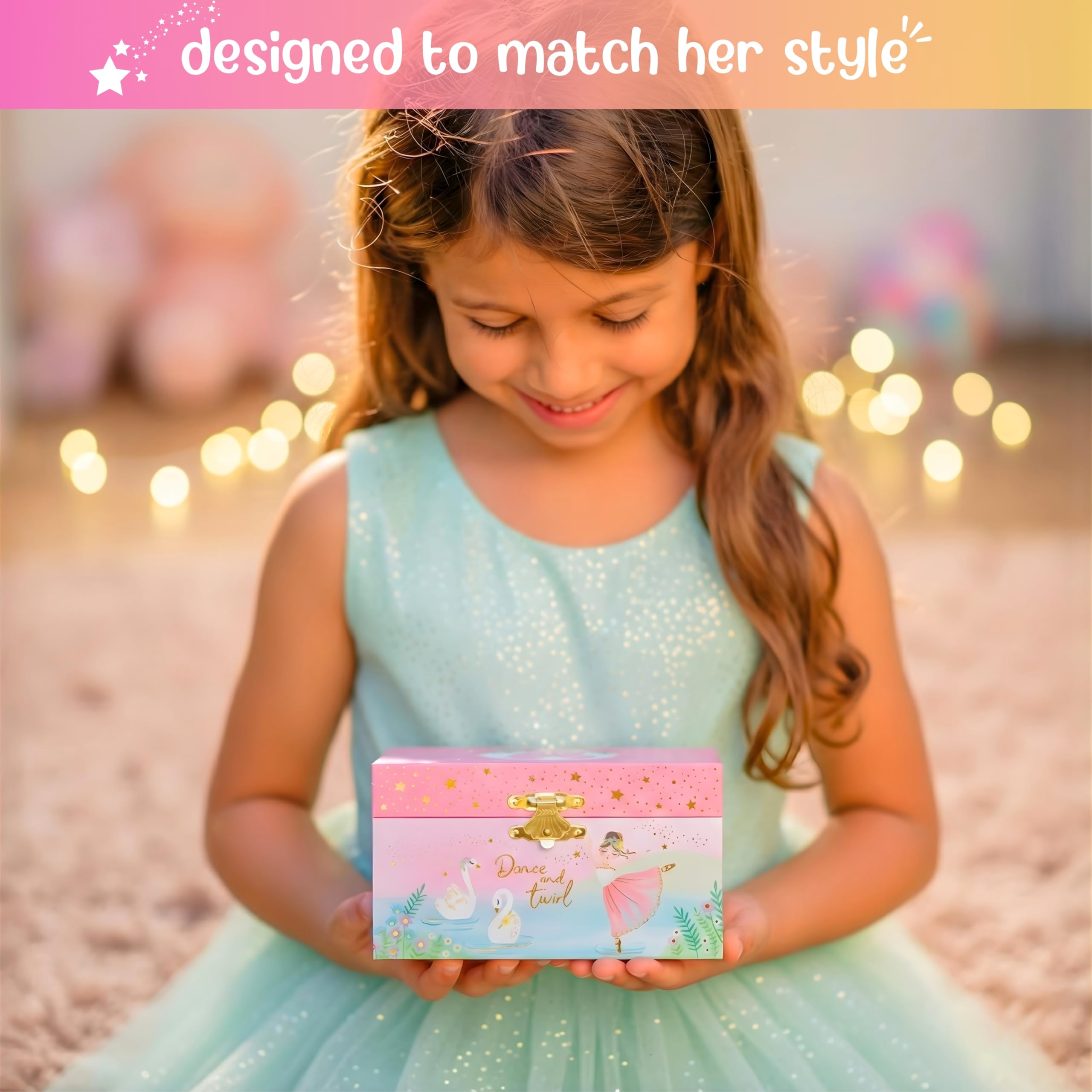 Giggle & Honey® Musical Ballerina Jewelry Box for Girls - Kids Music Box with Spinning Ballerina, Ballet Birthday Gifts for Little Girls, Jewelry Boxes - Ages 3-10