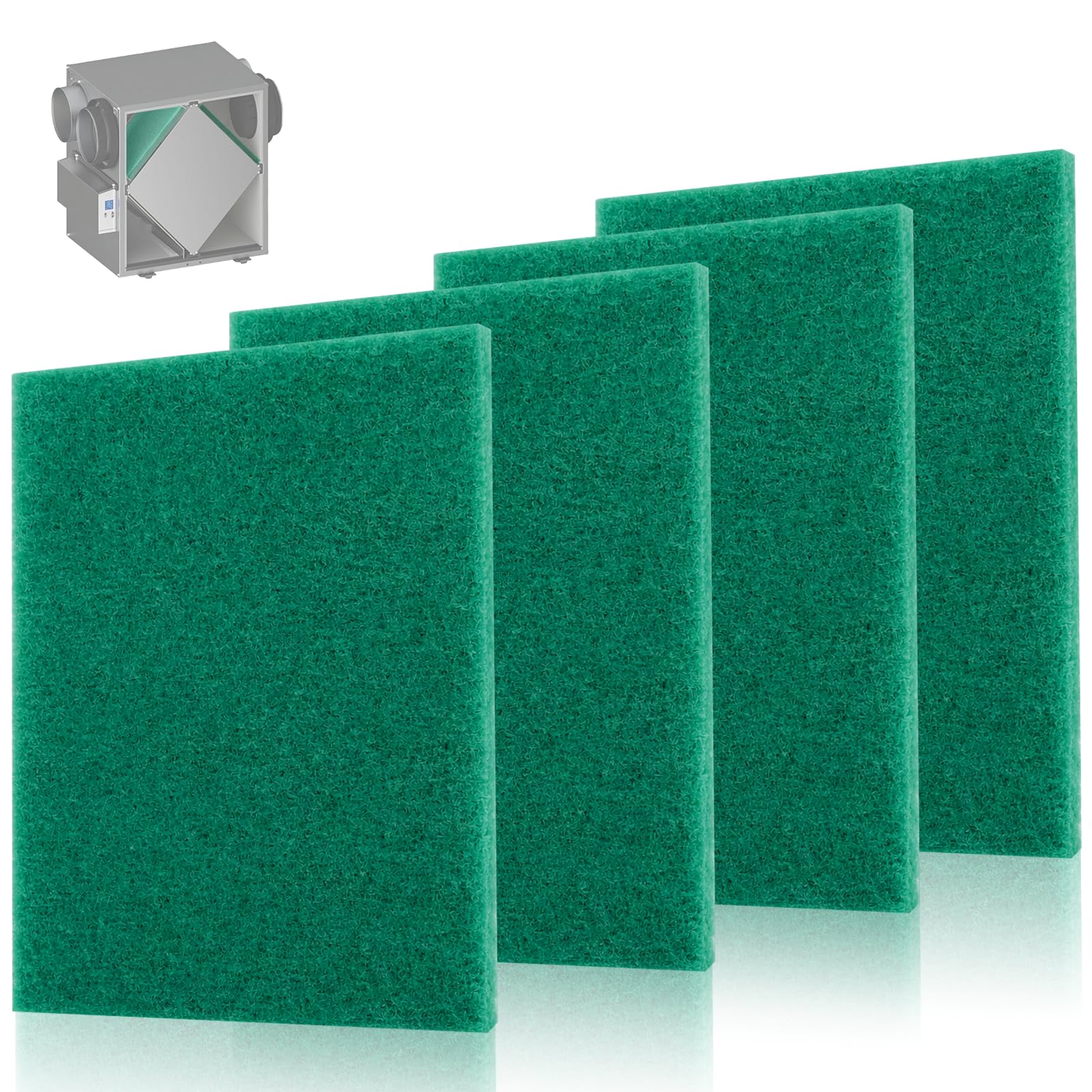 Podoy 65-160 HRV Filter Replacement Compatible with Lifebreath Heat Recovery Ventilator, 4 Pack Reusable Square Air Exchanger Filter, Improves Indoor Air Quality