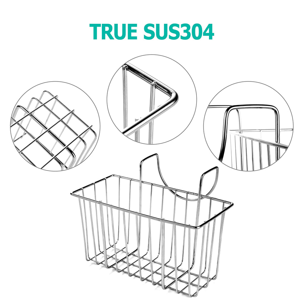 Damita Kitchen Sponge Holder Sink Basket Sink Caddy Brush Dishwashing Liquid Drainer Rack Silver Medium (6.7" x 4.5" x 4.5")