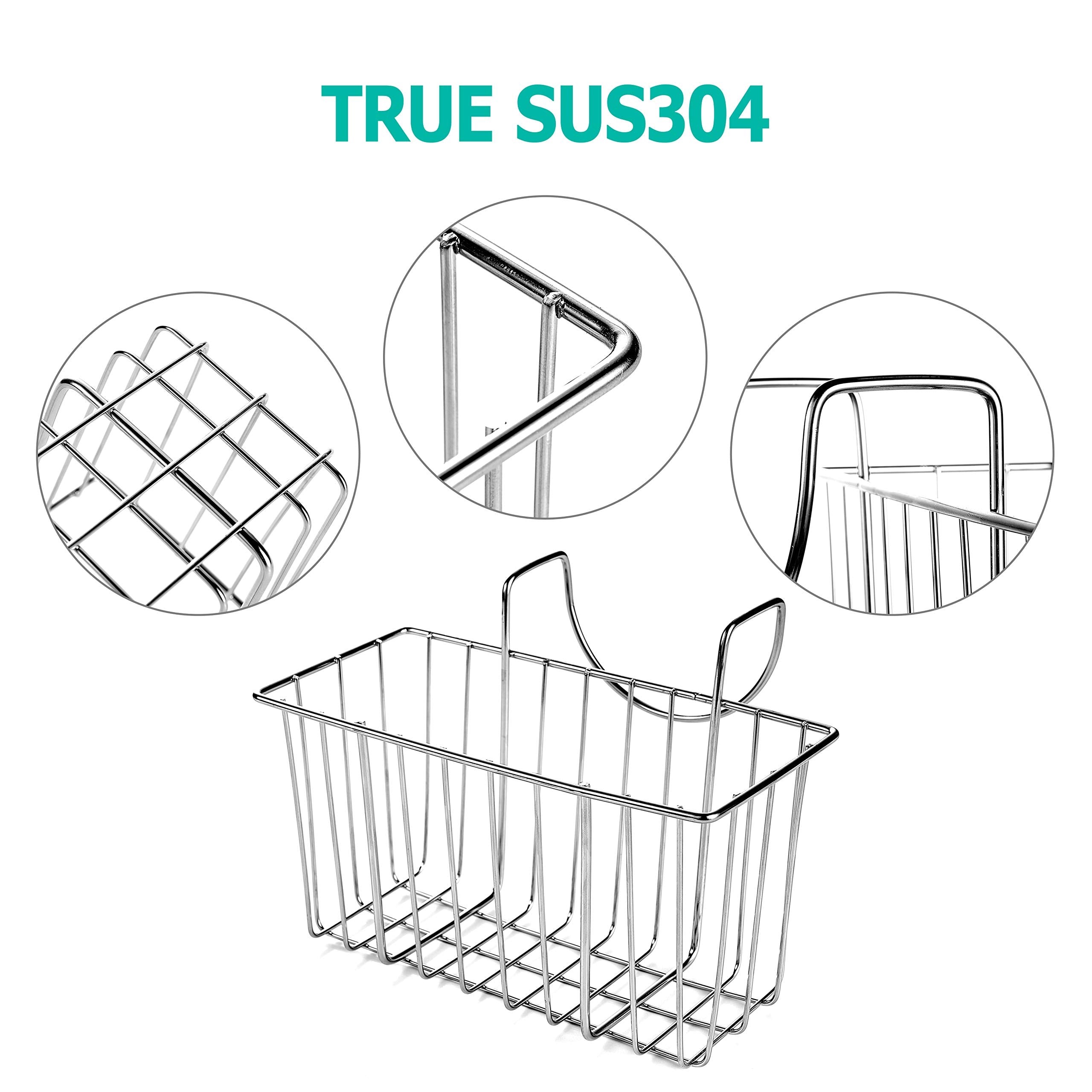 Damita Kitchen Sponge Holder Sink Basket Sink Caddy Brush Dishwashing Liquid Drainer Rack Silver Medium (6.7" x 4.5" x 4.5")