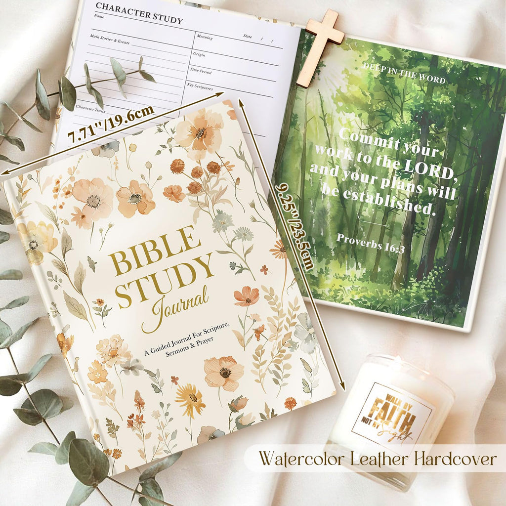 Lanpn Bible Study Journals for Women with Tabs & Highlighters, Daily Devotional Journaling Church Notes Taking, Leather Bible Prayer Guide Notebook Christian Religious Faith Based Gifts