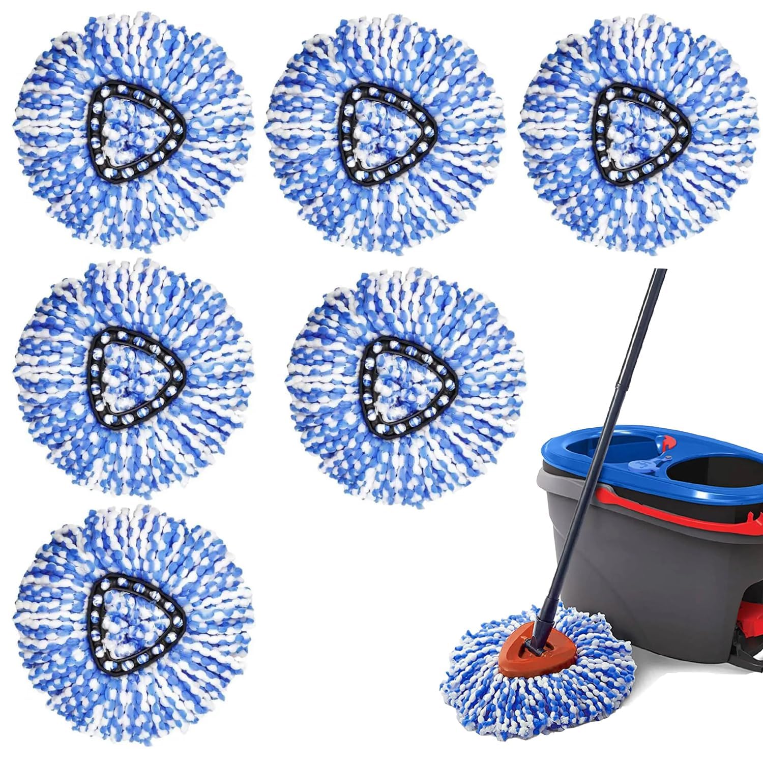 Spin Mop Replacement Head for O-Cedar RinseClean 2-Tank System, 360° Microfiber Mop Head Refill, Easy Cleaning Mop Pads, Machine Washable