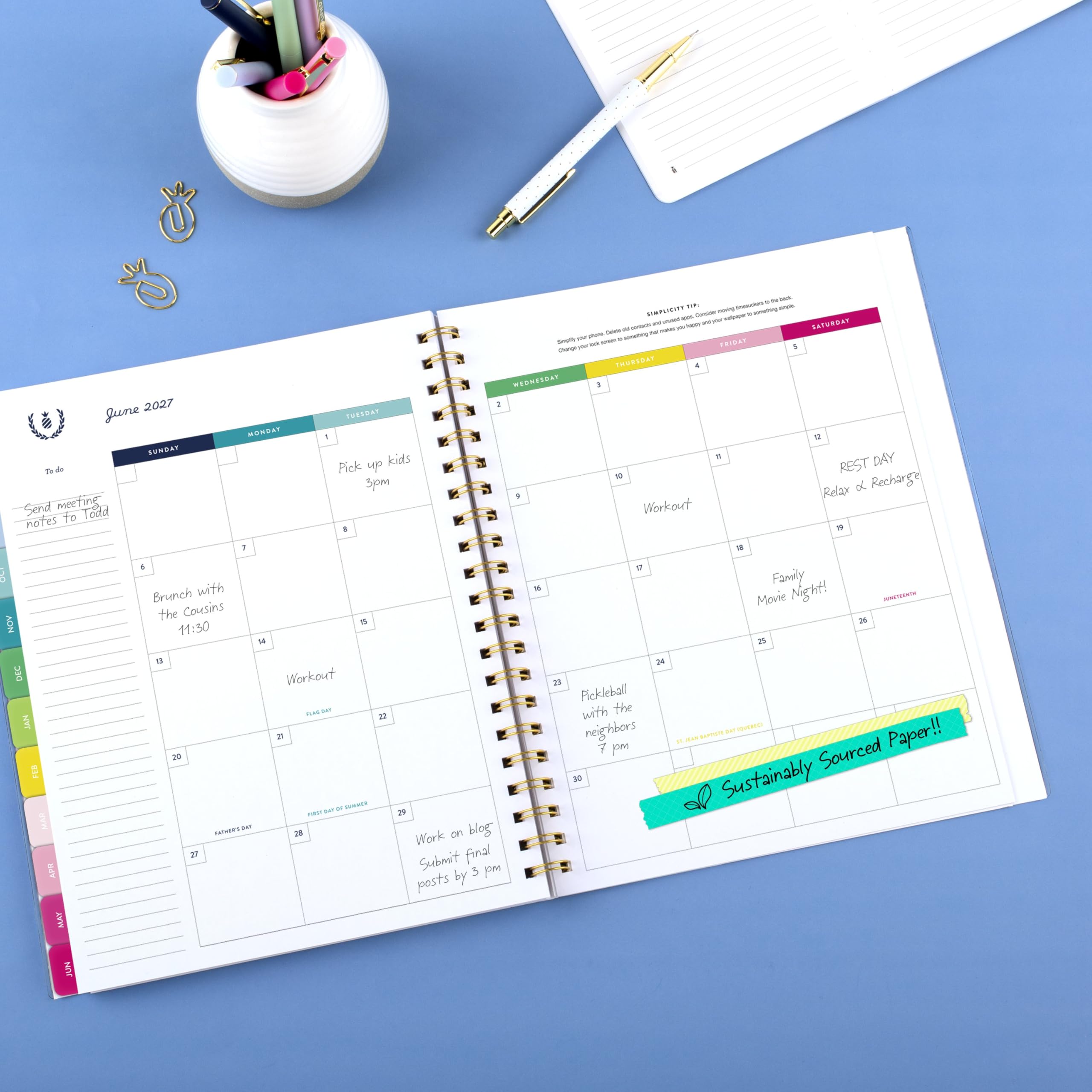 AT-A-GLANCE Planner 2026-2027 Weekly & Monthly Academic 12-Month July-June, 8-1/2" x 11", Front Cover Pocket, Simplified by Emily Ley, Oversized Plaid (EL51-901A)
