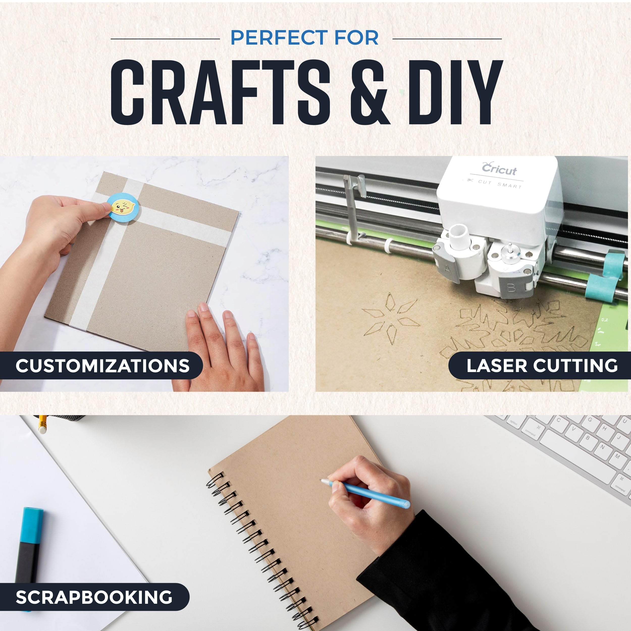 Bryco Goods 8.5" x 11" Chipboard Sheets (Pack of 100) 22 Point Chipboard - Made With 100% Recycled Material - Ideal For Framing Photos, Crafts, DIY - Thick And Durable, Keep Documents Safe In Shipping