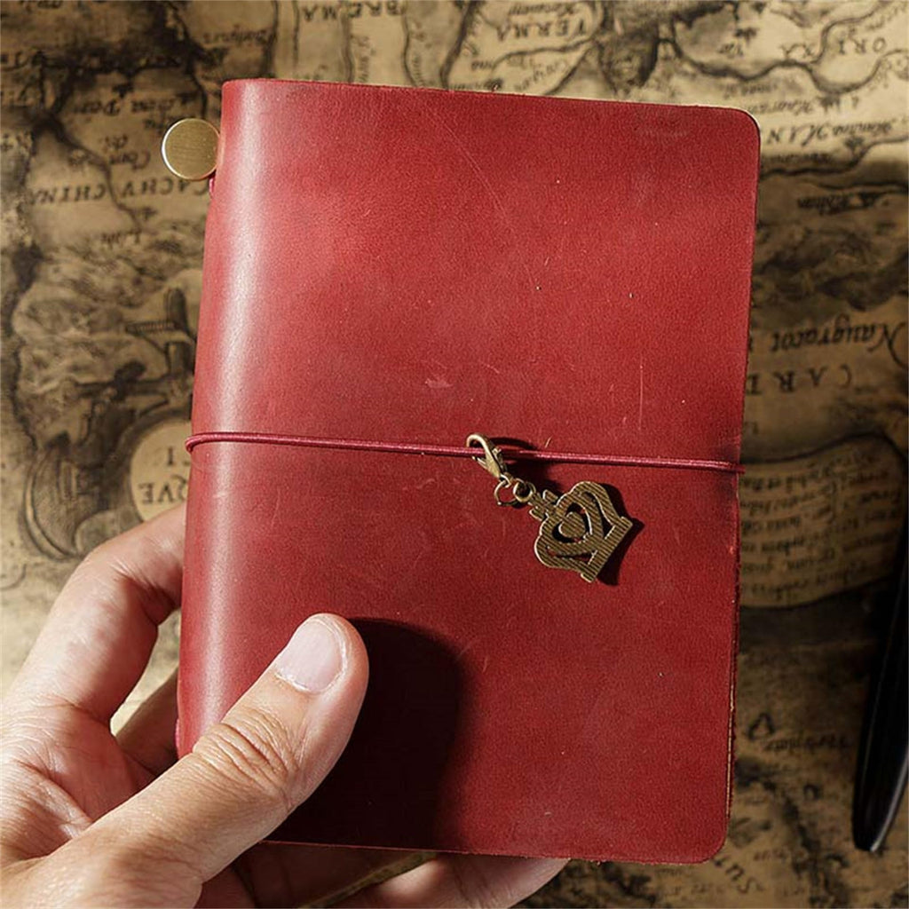 AIGUONIU Genuine Leather TN Travel Notebook Protective Cover Journal Sketchbook Planner Agenda Diary Personal Organizers Noteboo (Red Passport)