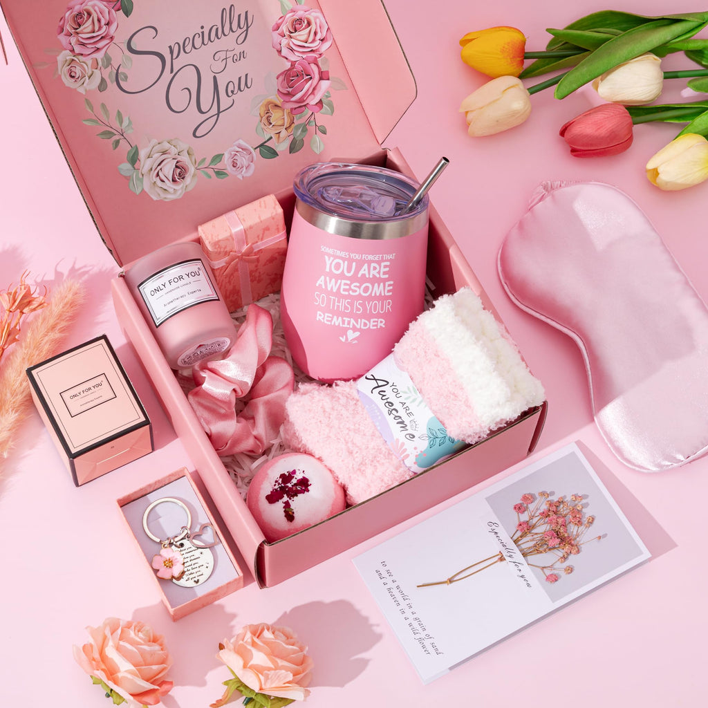 Birthday Gifts Basket for Women,Unique Get Well Soon Basket Set Self Care Package Inspirational Christmas Box Thinking of You Set for Her Relaxing Spa for Your Mom, Wife, Best Friends, Sister,female