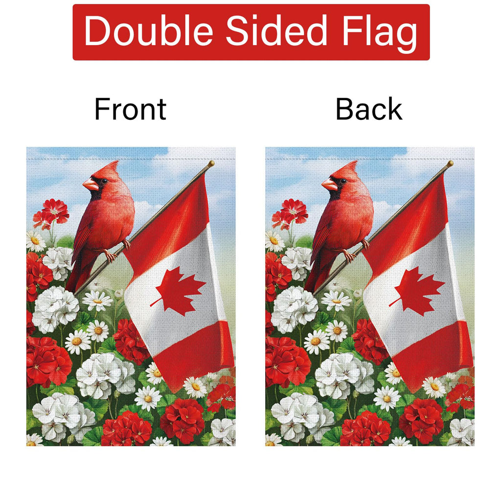 Louise Maelys Canada Day Garden Flag 28x40 Double Sided, Burlap Small Patriotic Geranium Daisy Floral Cardinal Welcome Canadian Outside Outdoor Yard Porch Lawn Decor (Only Flag)