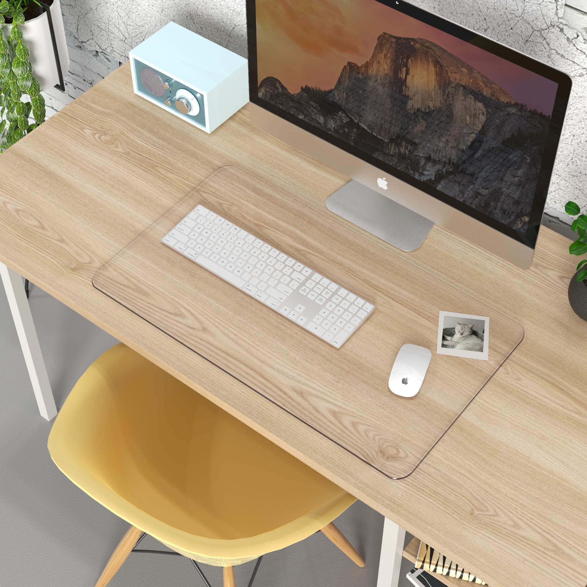 Oterri Clear Desk Mat, 24" X14” Clear Table Cover Protector, Heat Resistant & Waterproof Round Edge Durable Desk Pad Mat, Anti-Static Table Protector Pad