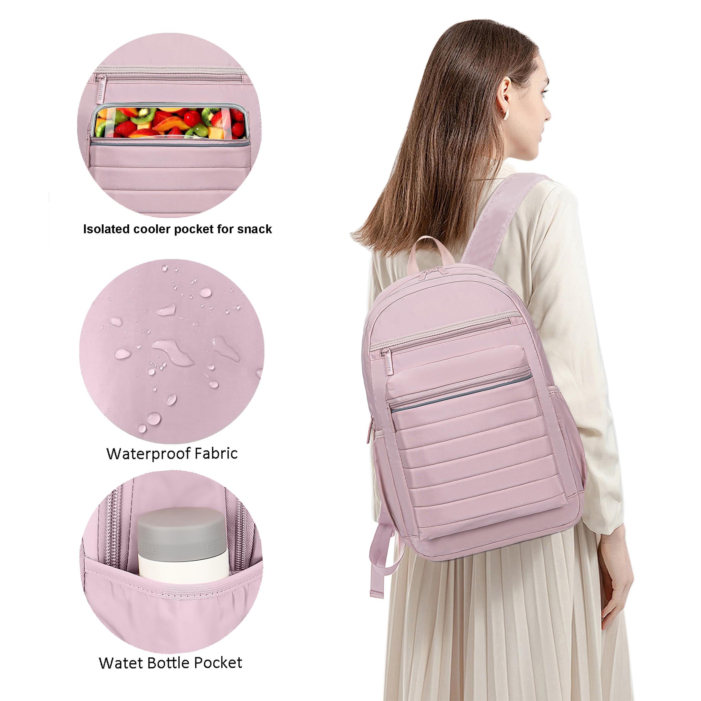 KEOFID Anti-Thief Travel Backpack for Men and Women, Backpack Purse for Women, Fashion Backpack, Casual Backpack for College(Light Pink)