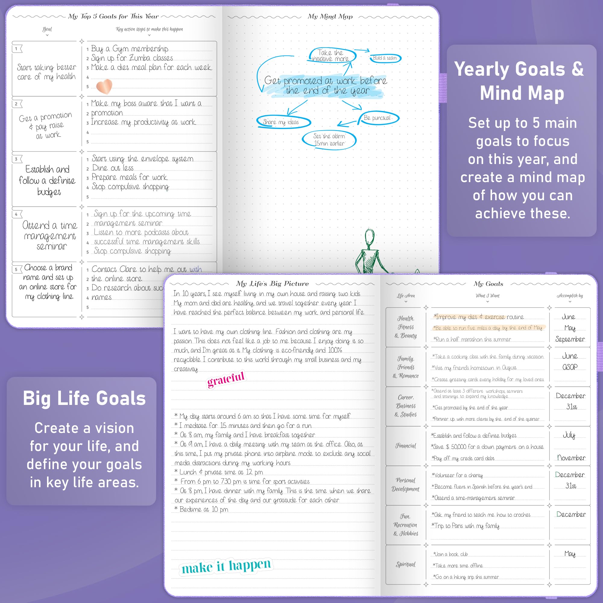 GoGirl Weekly Schedule Planner – Undated Hourly Work & Life Planner with Time Slots – Vertical Agenda Organizer for Daily Time Management & Productivity – A5 Size, 5.8″x8.3″, Hardcover (Lavender)