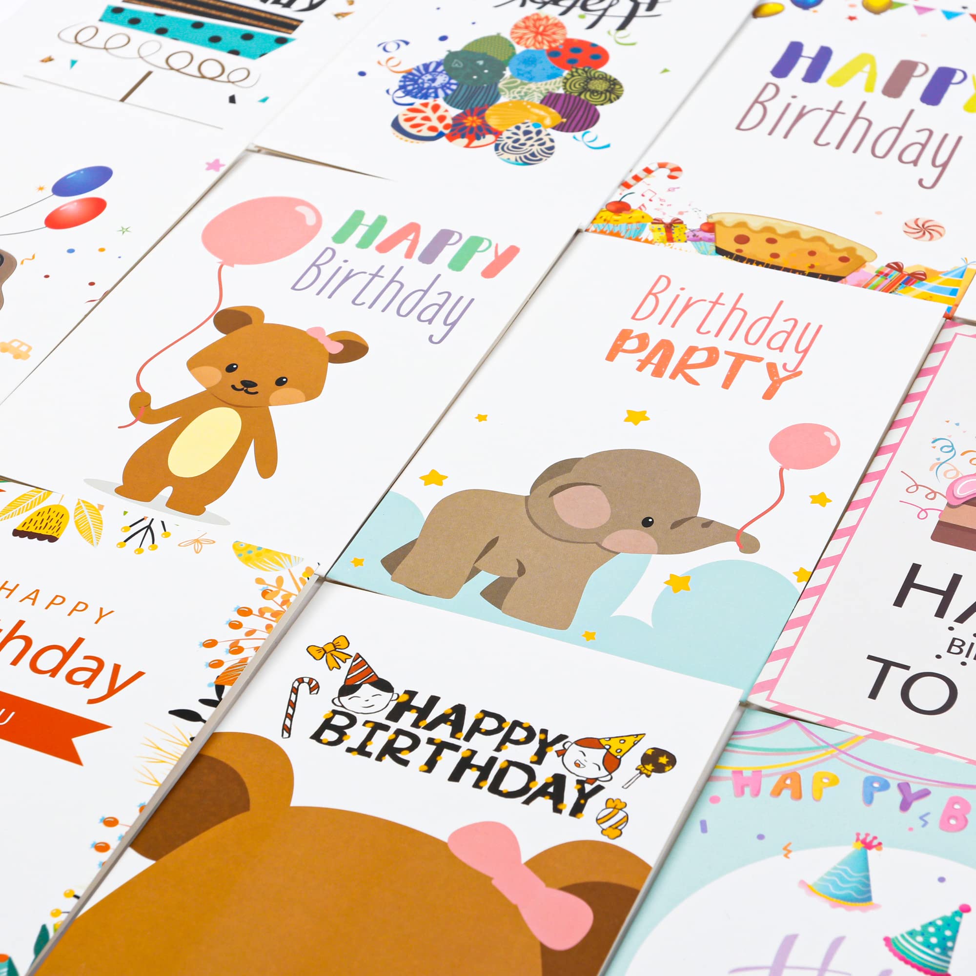 feela Birthday Cards, 80 Pack 40 Designs Happy Birthday Card Assorted Bulk with 80 Blank Envelopes 84 Pieces of Stickers 3 Washi Tapes, 4 X 6 Inches Greeting Cards (40 Pack X2)