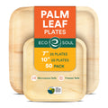 ECO SOUL 100% Compostable 10 Inch & 7 Inch Palm Leaf Plates [50-Pack] I Premium Disposable Plates Set I Heavy Duty Eco-Friendly Bamboo Plates Like I Biodegradable Party Plates Pack